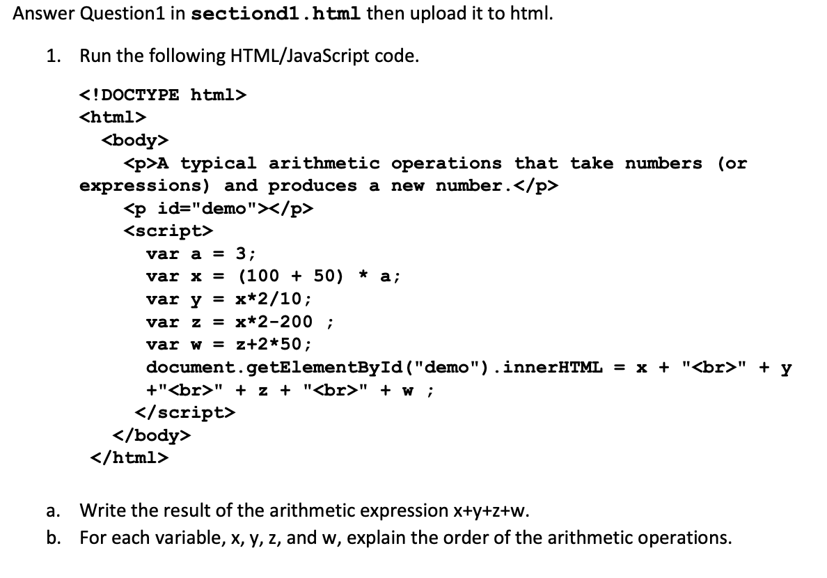 Solved Answer Question 1 In Sectiondi.html Then Upload It To | Chegg.com