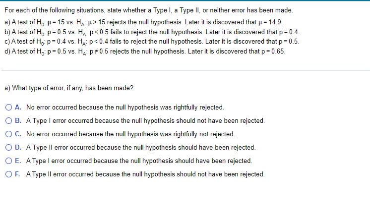 Solved For Each Of The Following Situations, State Whether A | Chegg.com