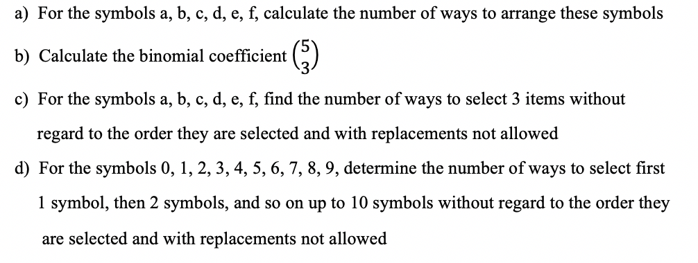 Solved A) For The Symbols A, B, C, D, E, F, Calculate The | Chegg.com