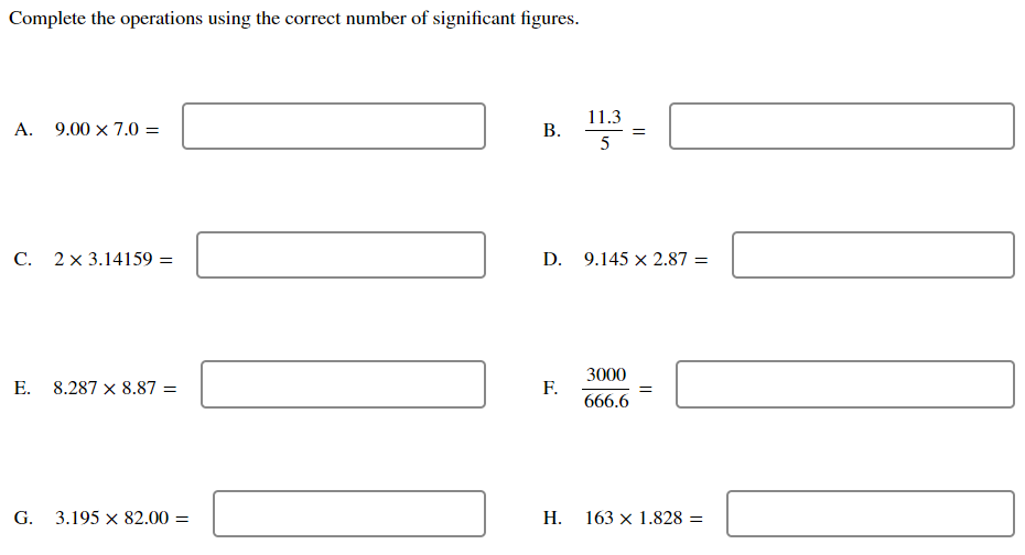 Solved Complete the operations using the correct number of | Chegg.com