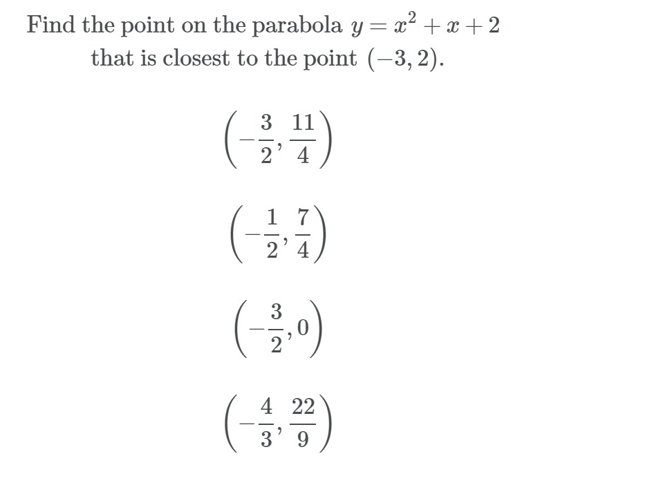 Solved Find The Point On The Parabola Y X2 X 2 That Is Chegg Com