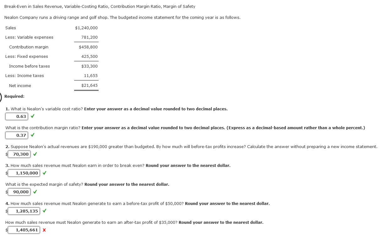 Solved Break-Even In Sales Revenue, Variable-Costing Ratio, | Chegg.com
