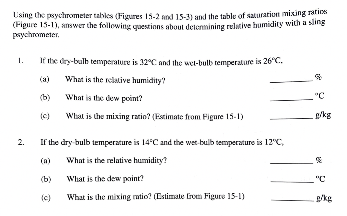 Solved Using the psychrometer tables (Figures 15−2 and 15-3) | Chegg.com