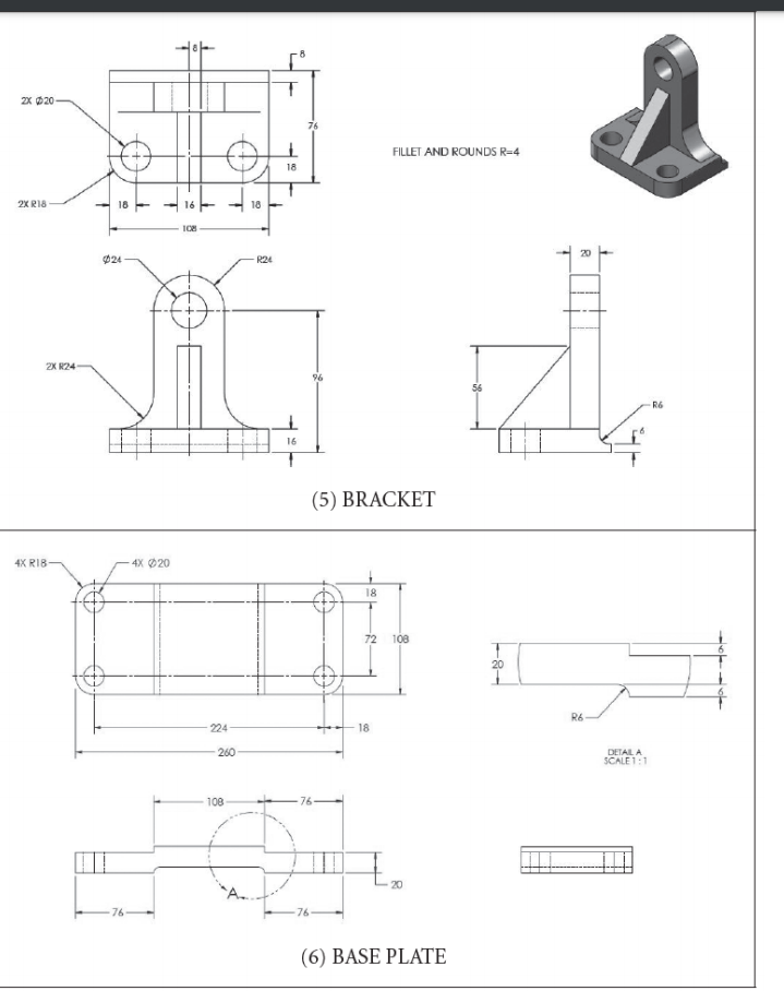 Solved (1) ITEM NO PART NUMBER QTY. Base Plate 1 Bracket | Chegg.com