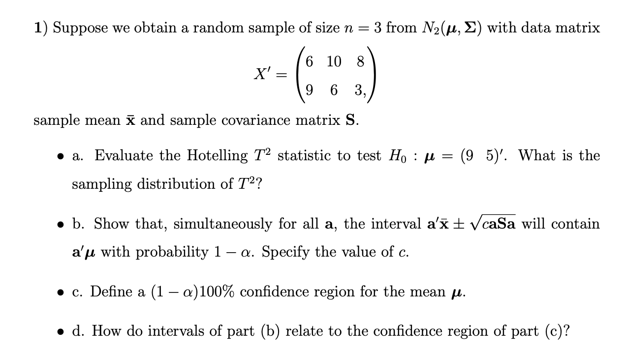 1) Suppose we obtain a random sample of size n = 3 | Chegg.com