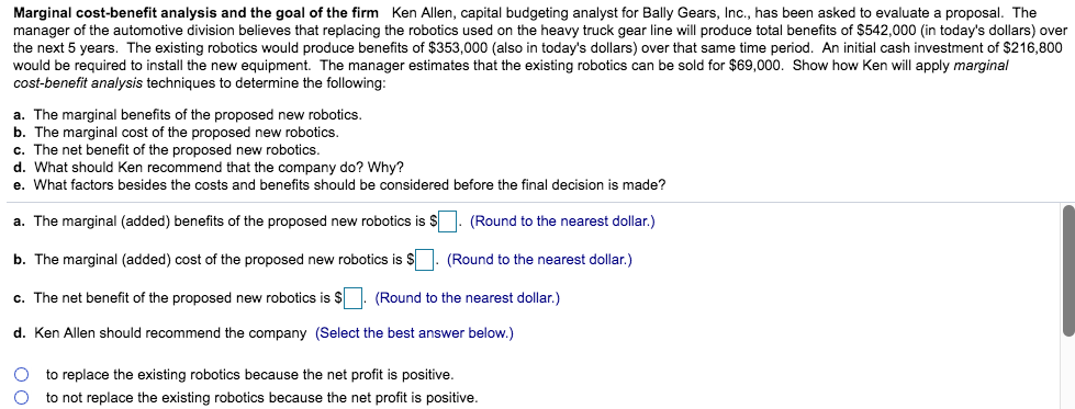 Solved Marginal Cost benefit Analysis And The Goal Of The Chegg