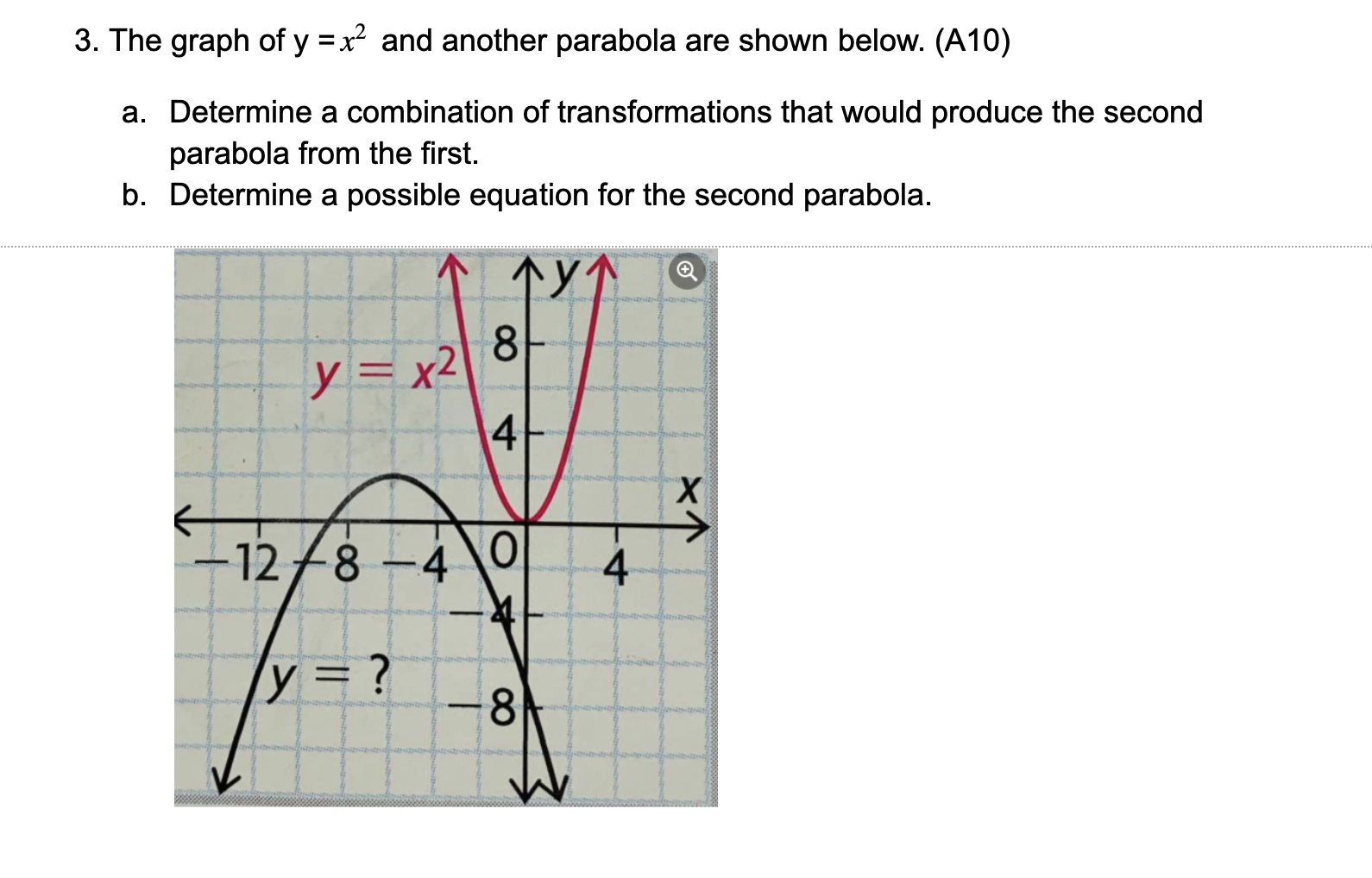 Solved 3 The Graph Of Y X And Another Parabola Are Shown Chegg Com