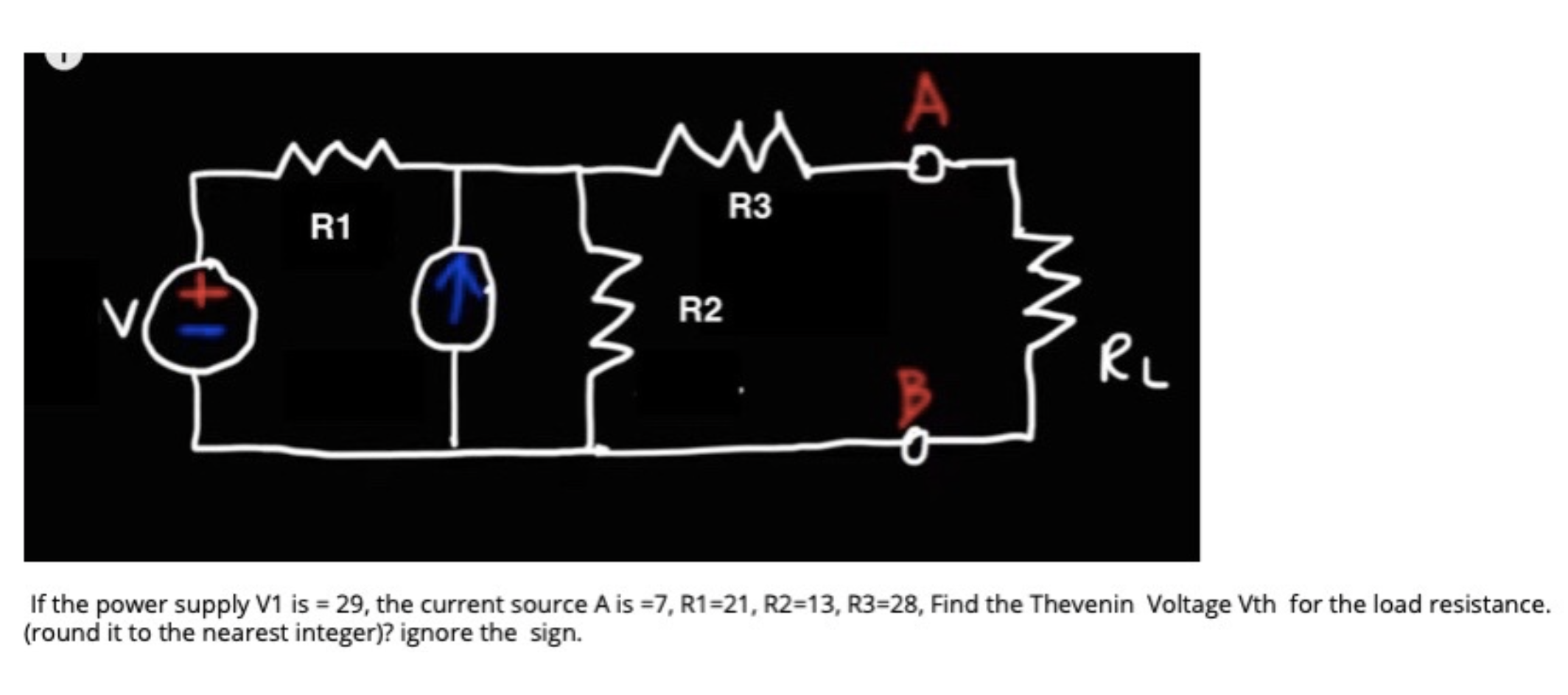 Solved If the power supply V1 is =29, the current source A | Chegg.com