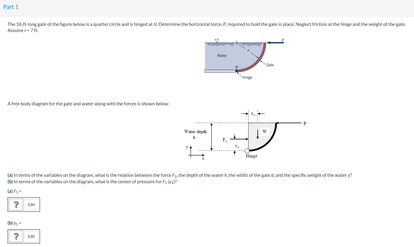 Solved Part 1 The 18ftlong gate of the figure below is a