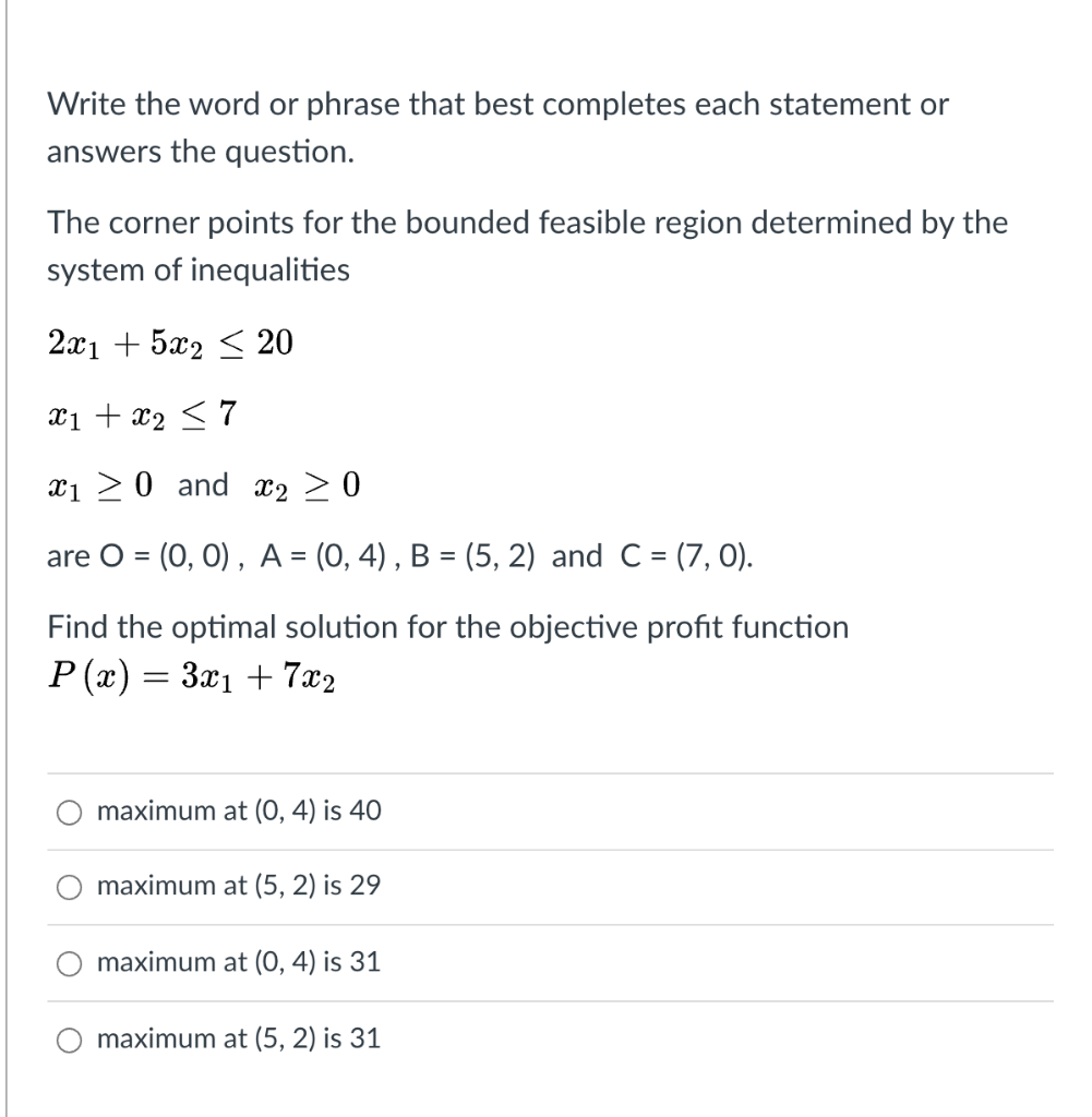 Solved Write The Word Or Phrase That Best Completes Each | Chegg.com