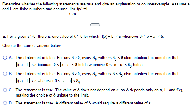 Solved Determine whether the following statements are true | Chegg.com