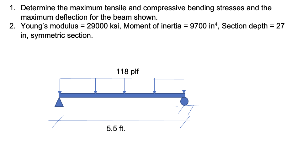 Solved Determine the maximum tensile and compressive bending | Chegg.com