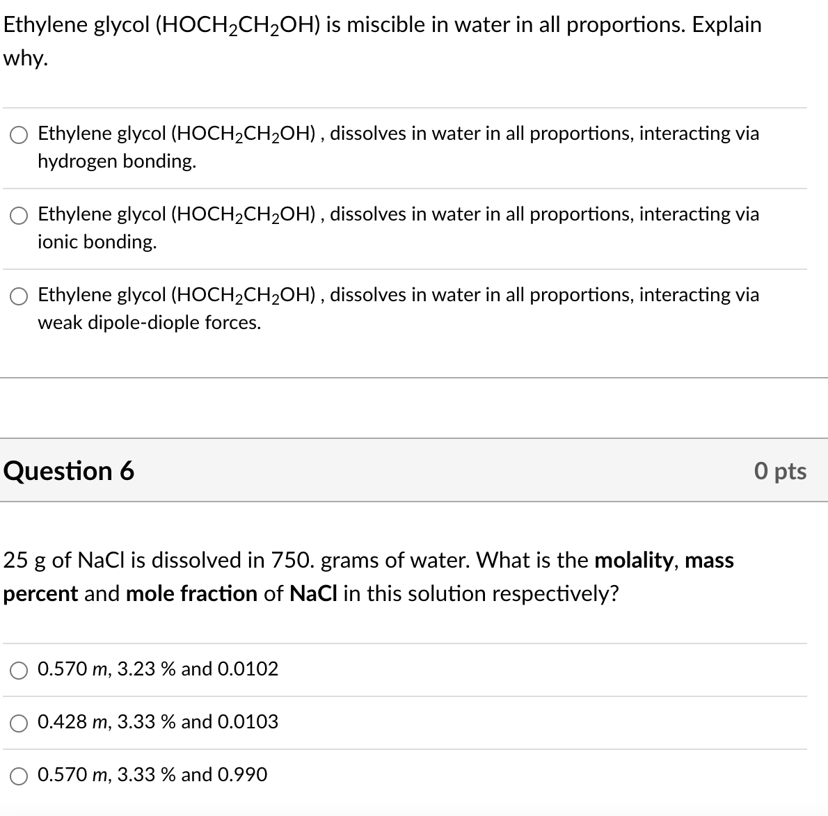 Solved Ethylene glycol HOCH2CH2OH is miscible in water in