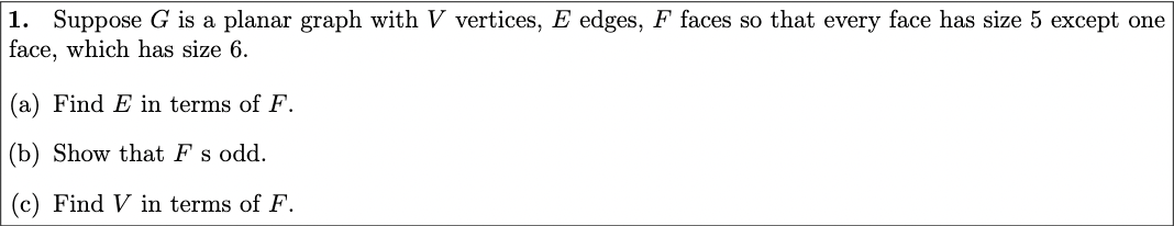 Solved 1. Suppose G is a planar graph with V vertices, E | Chegg.com
