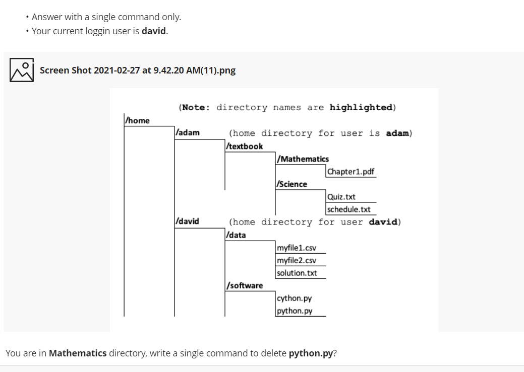 Solved • Answer with a single command only. • Your current | Chegg.com