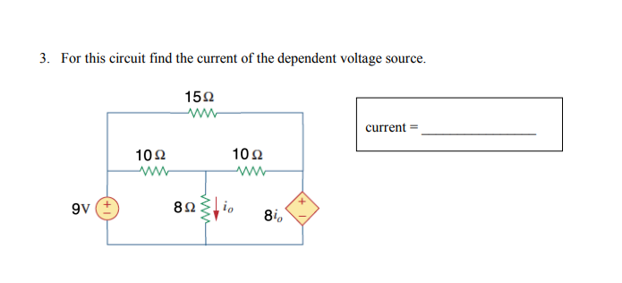 Solved 3. For this circuit find the current of the dependent | Chegg.com