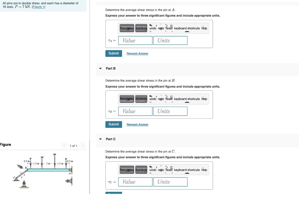 Solved All pins are in double shear, and each has a diameter | Chegg.com