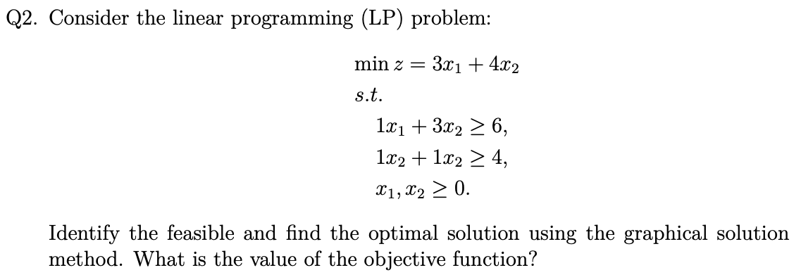 Solved Q2. Consider The Linear Programming (LP) Problem: | Chegg.com