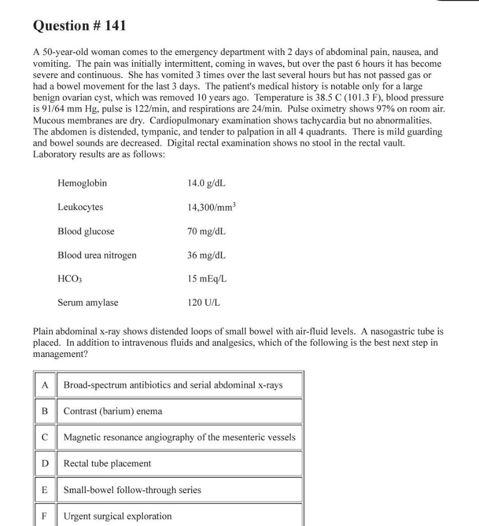Solved Question # 141 A 50-year-old woman comes to the | Chegg.com