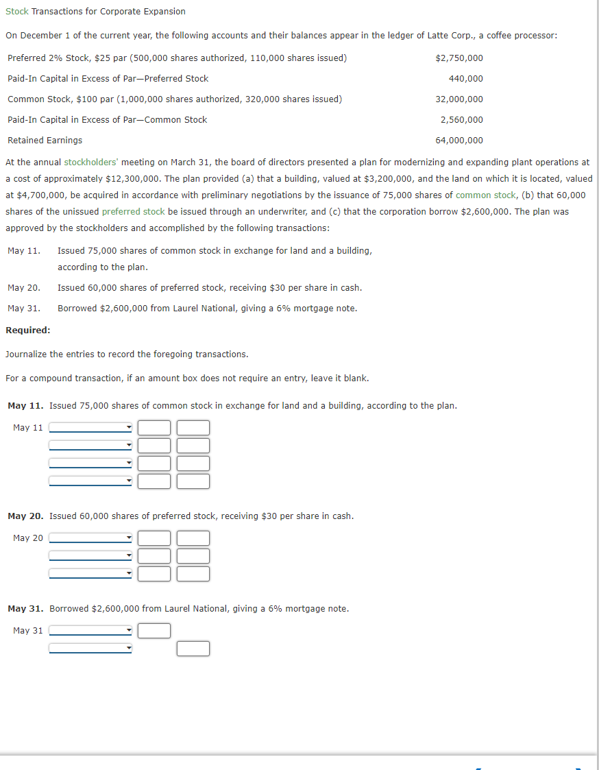 Solved Stock Transactions for Corporate Expansion On | Chegg.com