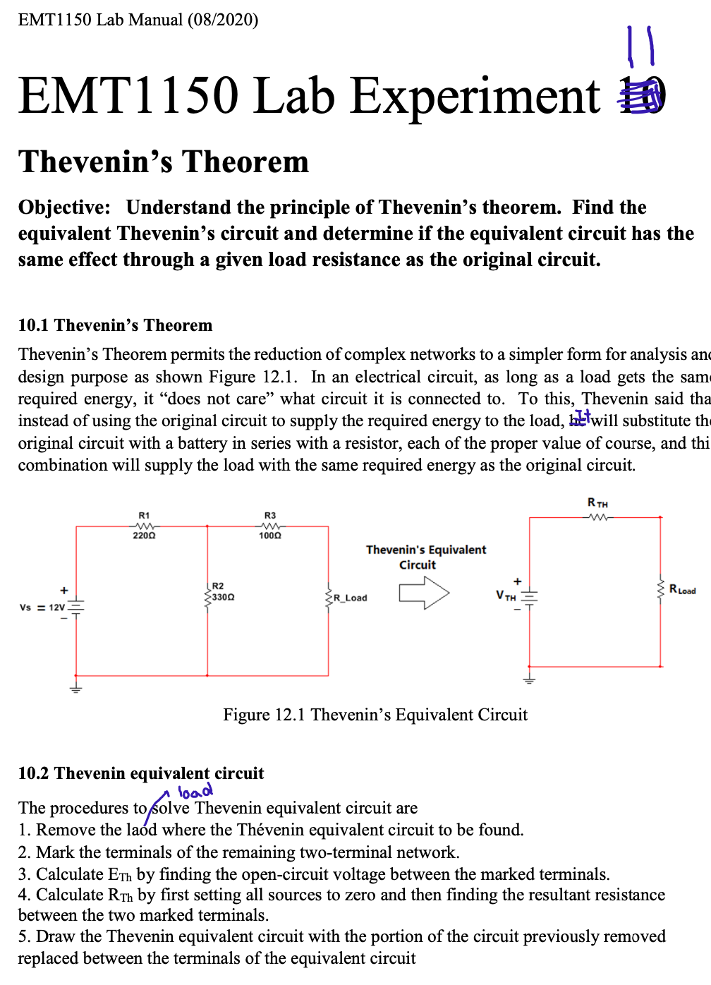 Solved EMT1150 Lab Manual (08/2020) EMT1150 Lab Experiment | Chegg.com