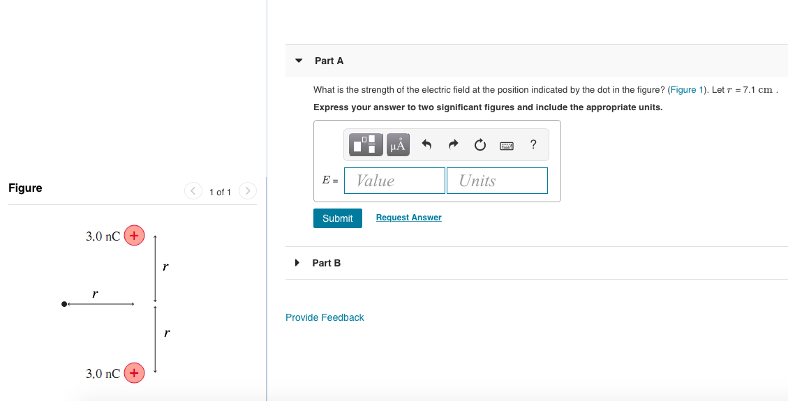 Solved Part A What is the strength of the electric field at | Chegg.com