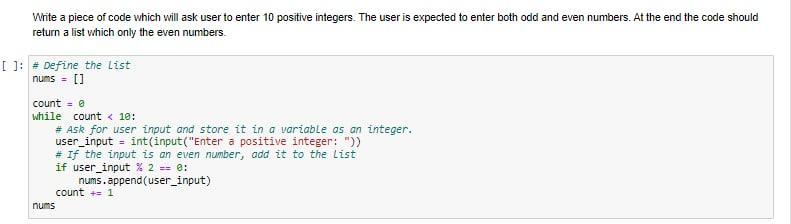 Solved Write a piece of code which will ask user to enter 10 | Chegg.com