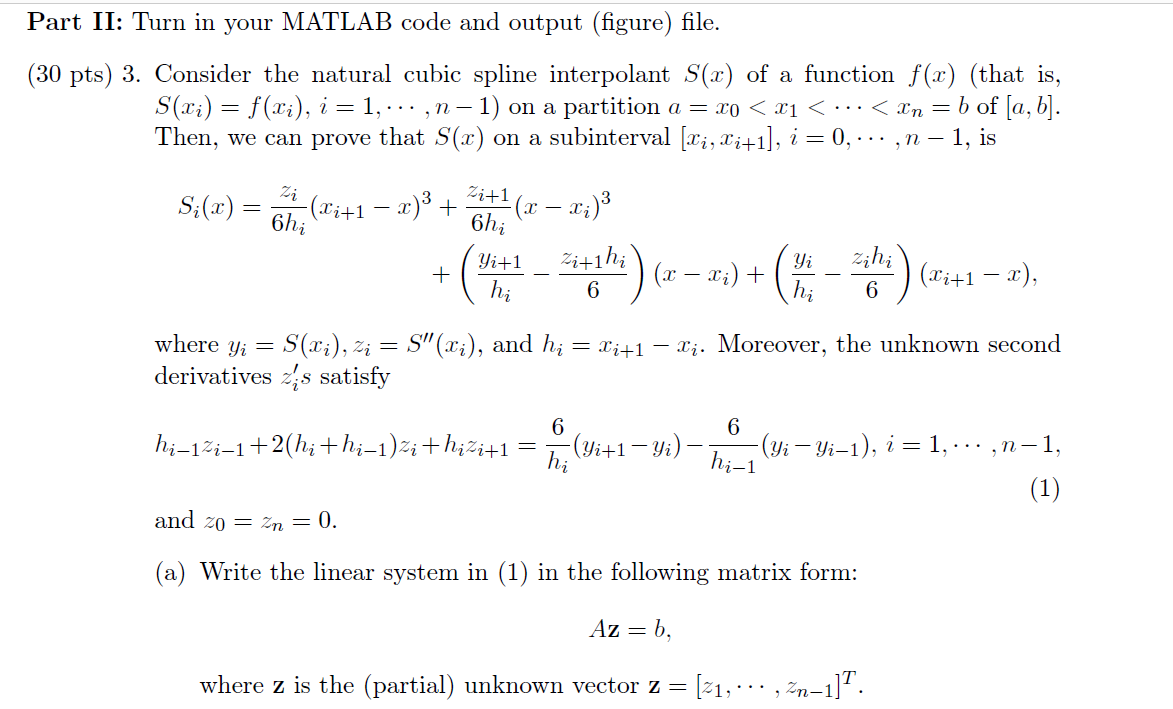 Part II: Turn in your MATLAB code and output (figure) | Chegg.com