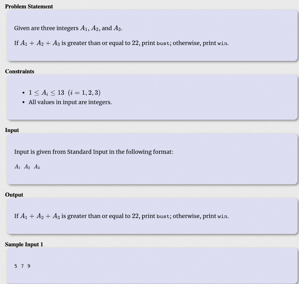 Solved Problem Statement Given are three integers A1, A2, | Chegg.com