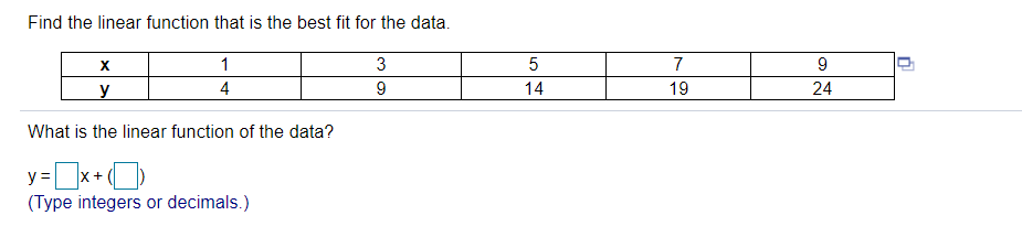 Solved Find the linear function that is the best fit for the | Chegg.com