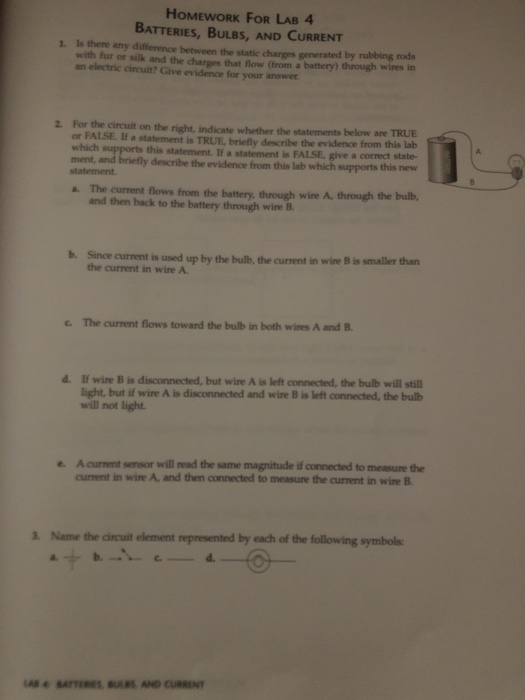 Solved HOMEWORK FOR LAB 4 BATTERIES, BULBS, AND CURRENT Is