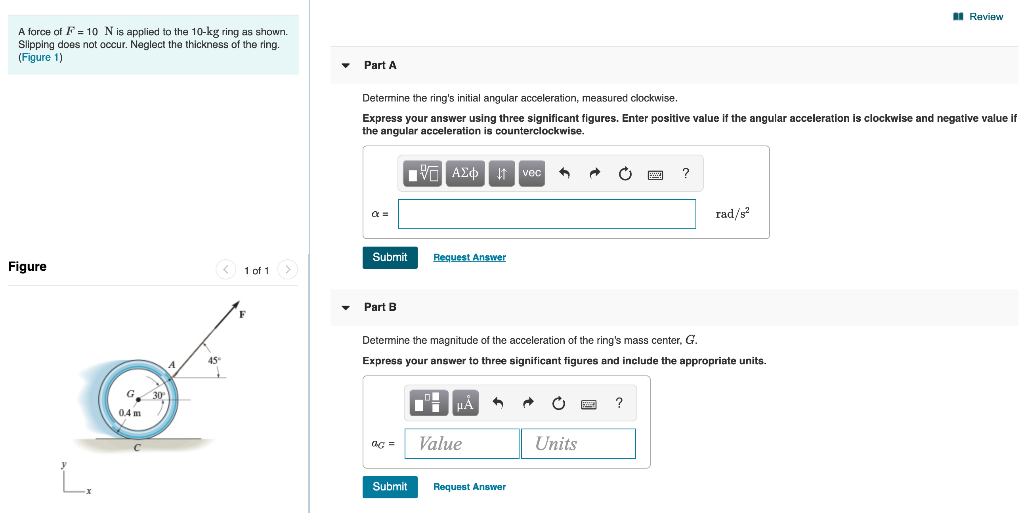 Solved Ii Review A Force Of F 10 N Is Applied To The 10 Chegg Com