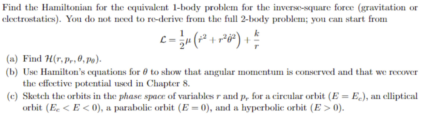 Solved Find the Hamiltonian for the equivalent 1-body | Chegg.com