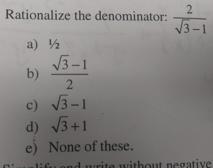 Solved Rationalize The Denominator 3 1 A 1 2 6 3 1 2 Chegg Com