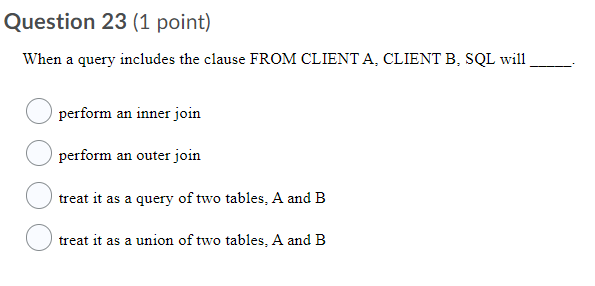 Solved Question 23 (1 Point) When A Query Includes The | Chegg.com