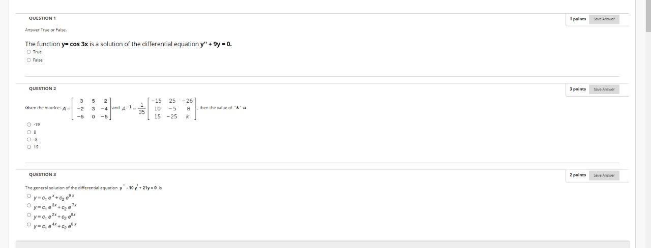 Solved QUESTION 1 1 points Save Answer Answer True or False | Chegg.com