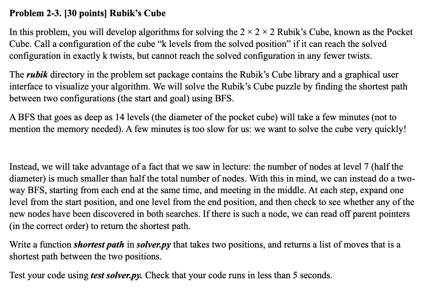 Solved Problem 2-3. [30 ﻿points] ﻿Rubik's CubeIn this | Chegg.com