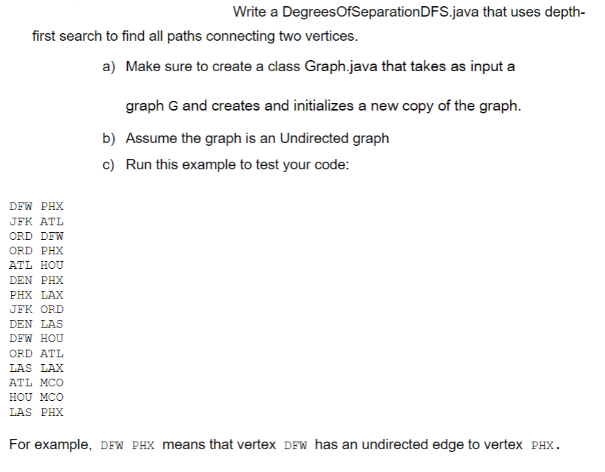 Solved Write A DegreesOfSeparationDFS.java That Uses | Chegg.com