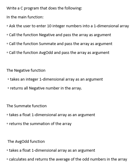 Solved Write a C program that does the following: In the | Chegg.com