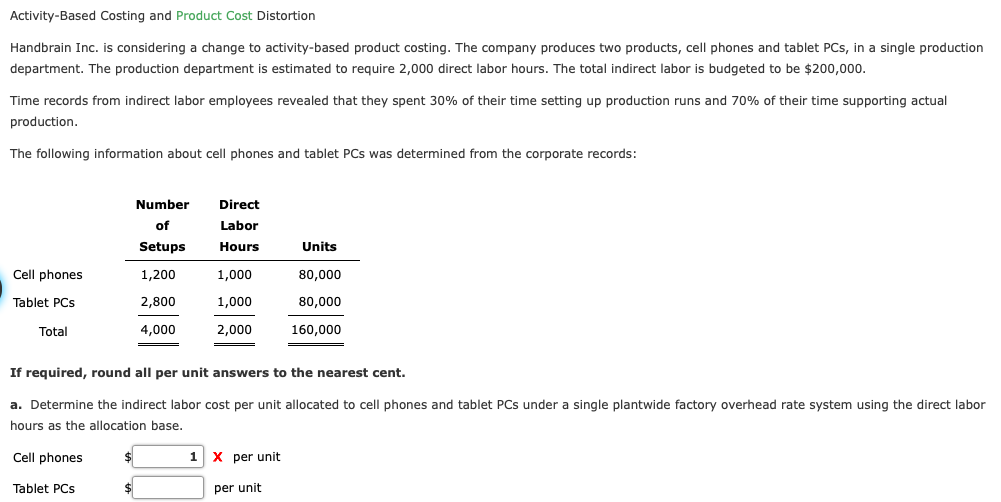 Solved Activity-Based Costing And Product Cost Distortion | Chegg.com
