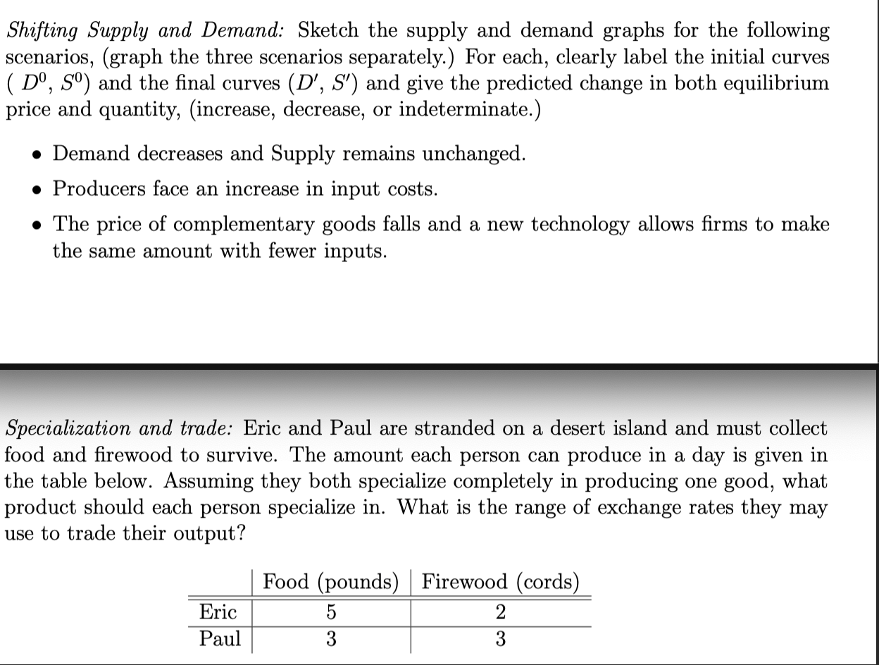 3 5 assignment shifting supply and demand curves