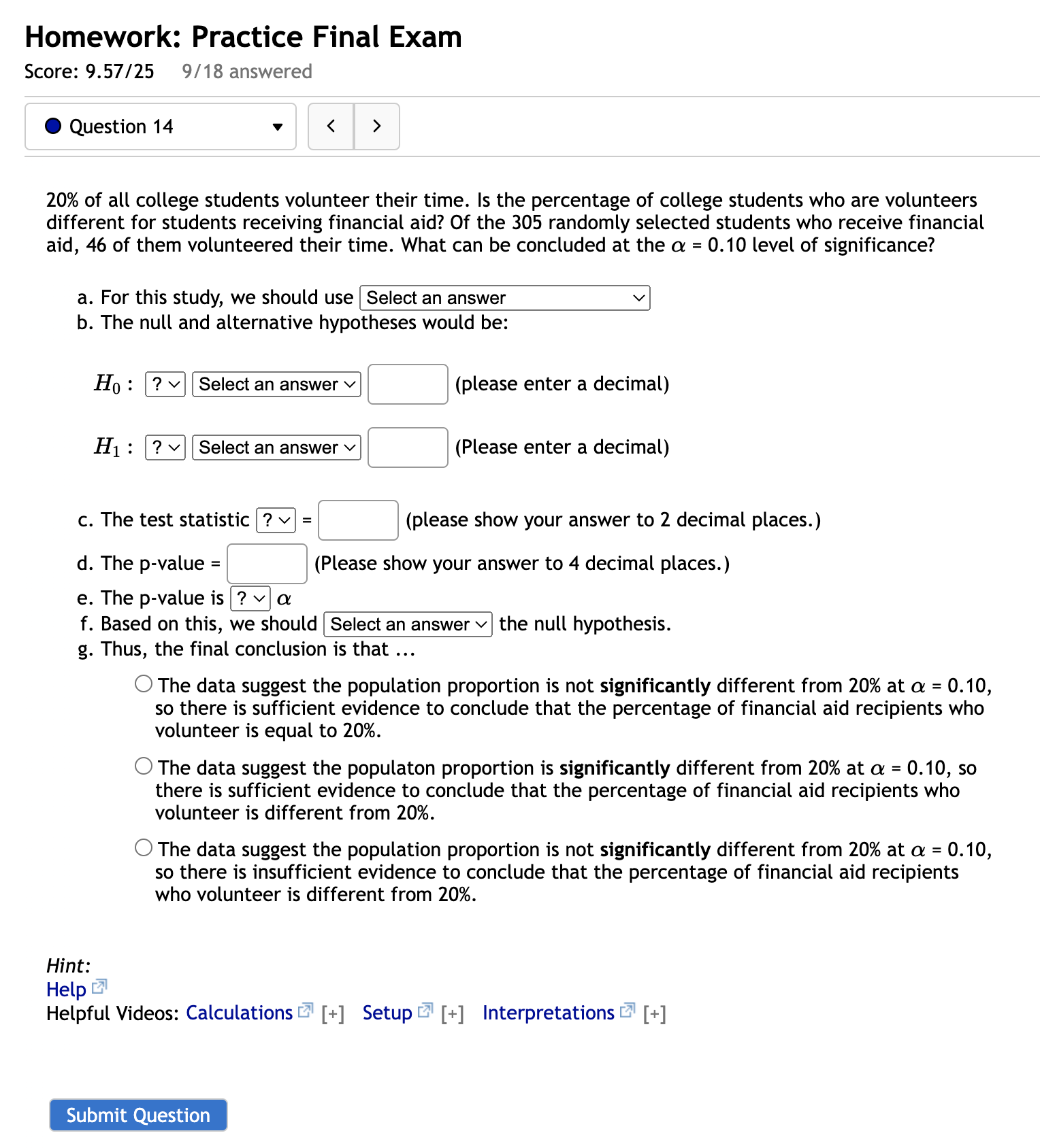 Solved Homework: Practice Final Exam Score: 9.57/259/18 | Chegg.com