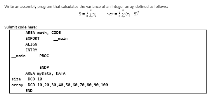 Solved 11 Write an assembly program that calculates the | Chegg.com