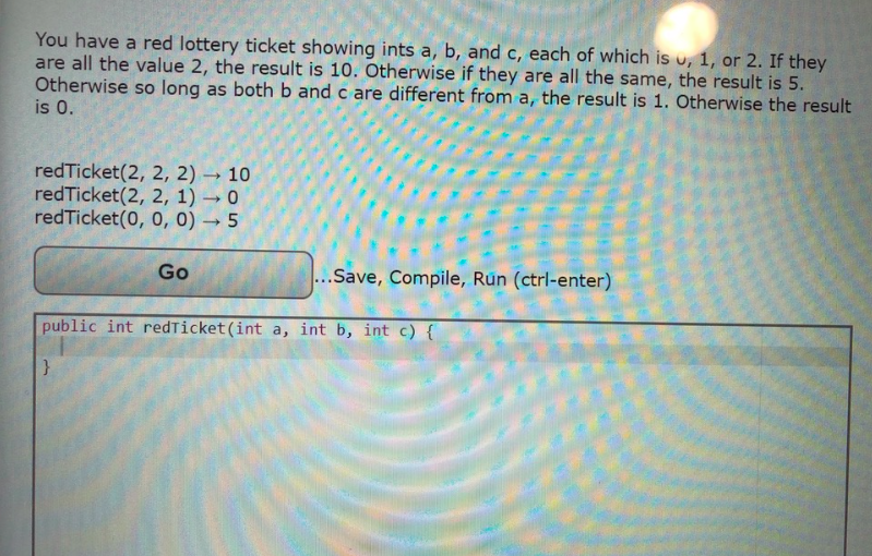 Solved You have a red lottery ticket showing ints a, b, and | Chegg.com