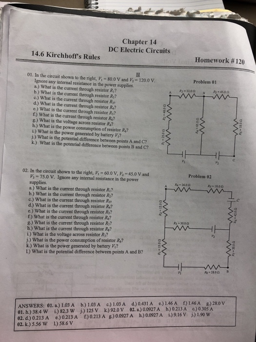 Solved Chapter 14 DC Electric Circuits 14.6 Kirchhoff's | Chegg.com