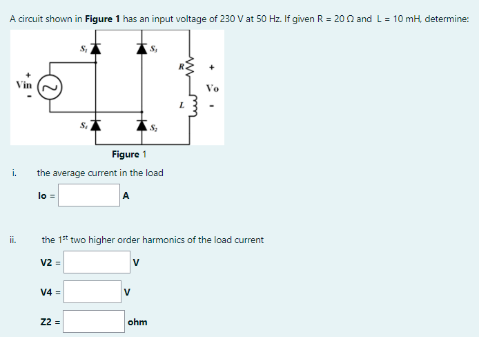 Solved A circuit shown in Figure 1 has an input voltage of | Chegg.com