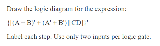 Solved Draw The Logic Diagram For The Expression: {[(A + B)' | Chegg.com