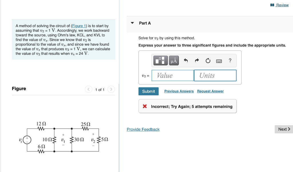 Solved Review Part A A method of solving the circuit of | Chegg.com