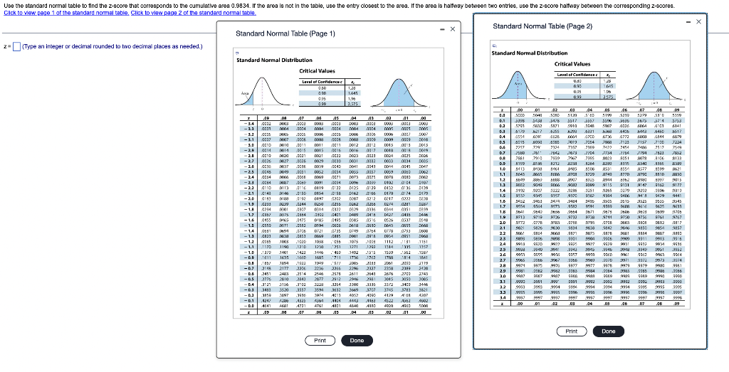Solved z= (Type an integer cr decimal rounded to two decimal | Chegg.com