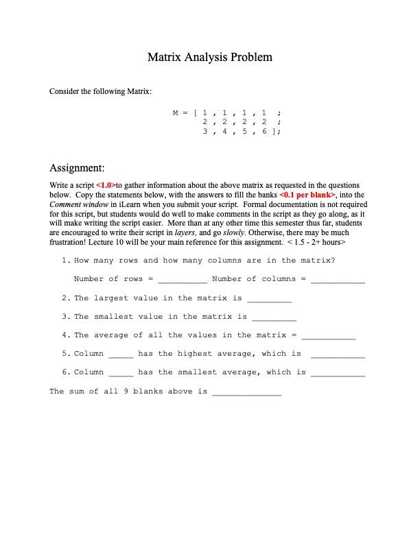 Solved Matrix Analysis Problem Consider the following | Chegg.com